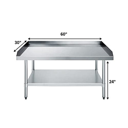 Stainless Steel Equipment Grill Stand with Adjustable Undershelf | Heavy Duty 18-Gauge Top | NSF Certified for Commercial Kitchen & Utility Use (30" x 60") - size: 60"x30"