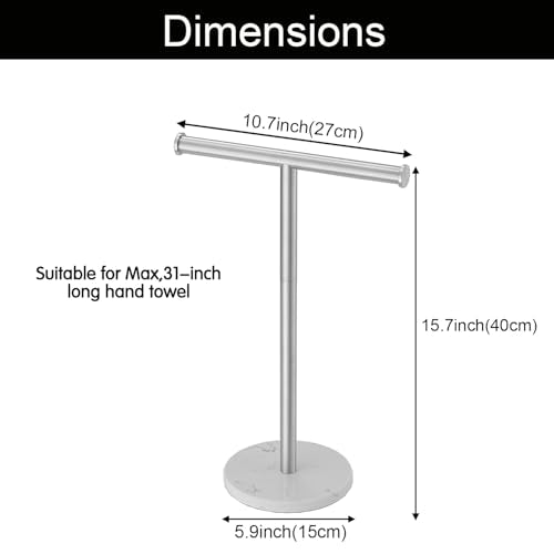 Hand Towel Holder, NEWRAIN Countertop Hand Towel Holder Stand, Stainless Steel Free Standing Hand Towel Rack with Heavy Base, for Bathroom Kitchen & Counter top, Brushed Nickel - color: Brushed Nickel, style: 1-Tier
