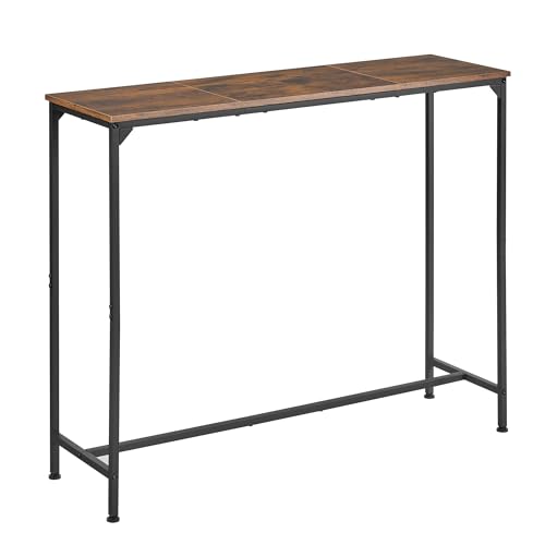 Console Table, Narrow Entryway Table, Thin Sofa Table, Behind Couch Table,for Hallway, Bedroom, Living Room, Foyer, 11.8 x 39.4 x 31.5 Inches, Rustic Brown - size: 11.8" W x 39.4" D, style: Ordinary