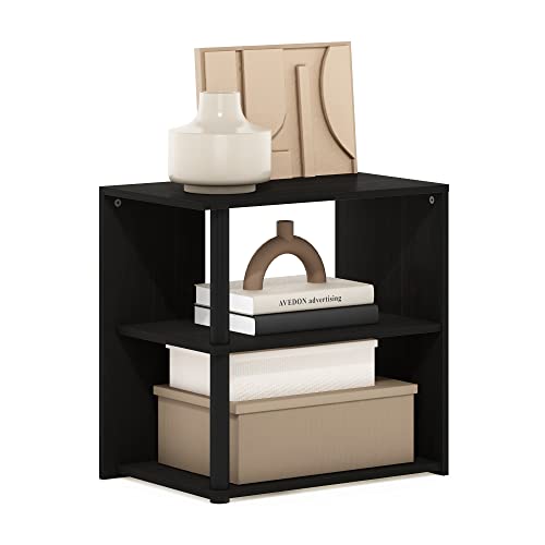Furinno CAMNUS Side Table, 2-Tier Modern Metal Frame End Table with Open Shelf, Night Stand, Bedside Table, for Living Room, Bedroom, Solid White - color: Espresso/Black, size: 1-Pack, Plastic/Wooden Frame