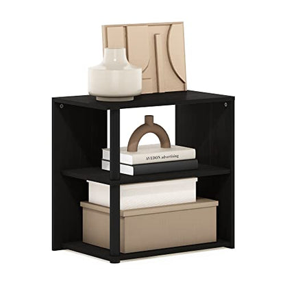 Furinno CAMNUS Side Table, 2-Tier Modern Metal Frame End Table with Open Shelf, Night Stand, Bedside Table, for Living Room, Bedroom, Solid White - color: Espresso/Black, size: 1-Pack, Plastic/Wooden Frame