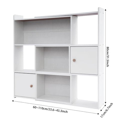 Open Shelf Low Bookcase, Extendable Length, 3 Tier Wooden Bookshelf Freestanding Organizer Display Shelf for Bedroom Living Room Office Study Small Space (Warm White) - color: Warm White