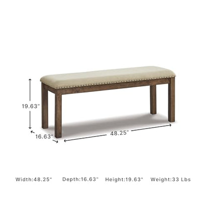 Signature Design by Ashley Moriville Casual Rustic Upholstered Dining Bench, Grey & Brown - color: Brown, size: Dining Height