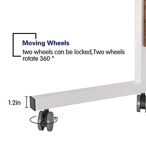 Side Table with Wheels, Home Snack Side Table with Castors Mobile End Table,Oak,05#1-80OK-S8-US - color: Oak, size: 31.5 inches