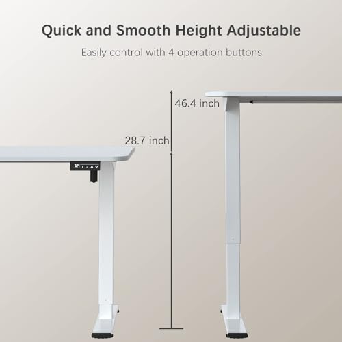 Furmax 63 Inches Electric Height Adjustable Standing Desk Home Office Desk | Large Sit Stand Up Computer Desk Memory Preset with T-Shaped Metal Bracket, White - color: White, size: 63 Inch