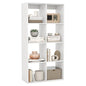 Giantex 8-Cube Bookcase, White Cubby Bookshelf w/Back Guardrail & Anti-Tipping Kits, 8-Tier Freestanding Storage Organizer with Shelves, Open Back Display Rack for Living Room, Bedroom, Study