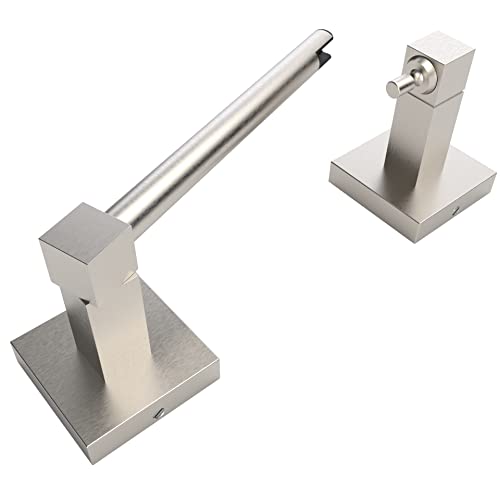 RUACQ Brushed Nickel Toilet Paper Holder Wall Mount for Bathroom | Dual-Post Pivoting Tissue Roll Holder with Square Base, Rustproof 304 Stainless Steel, Screw-in, for Hotel Apartments, Modern - color: Brushed Nickel, size: Square