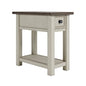 Signature Design by Ashley Bolanburg Narrow End Table, Charging Station | Slim 14-inch profile with USB charging, Wood, White oak veneers and engineered wood, Farmhouse style for small living rooms - color: Dark Brown & White