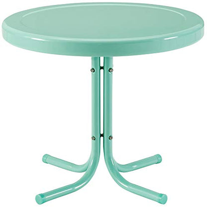 Crosley Furniture Griffith Weather Resistant Retro Metal Outdoor Side Table for Patio, Deck, Porch, Aqua - color: Aqua
