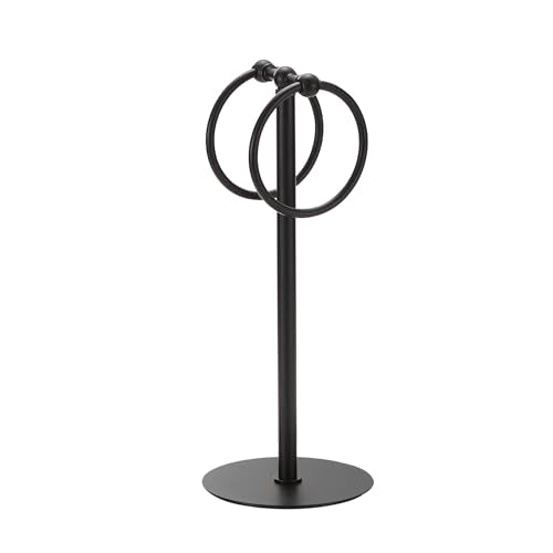 Adjustable Black Towel Rack,Freestanding Bathroom Towel Holder - color: Matte Black