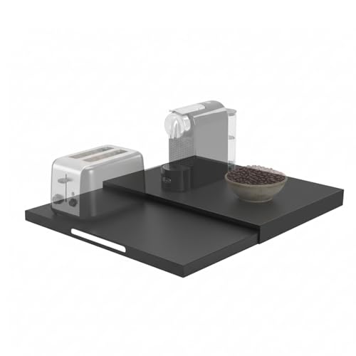 Steel Microwave Stand with Pull-Out Shelf, Carbon Steel Countertop Organizer, Retractable Storage for Compact Microwaves & Kitchen Appliances, Coffee Station & Kitchen Appliance Storage (Black+Shelf) - color: Black, size: Shelf