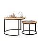 HOJINLINERO Round Nesting Coffee Table Set of 2,Cocktail Table,Large,Oak | Center Table for Living Room,Small Apartment,Small Space,Stacking Side Tables,Wood Tabletop,Sturdy and Easy to Assemble - color: Bk+oakdk, size: Large