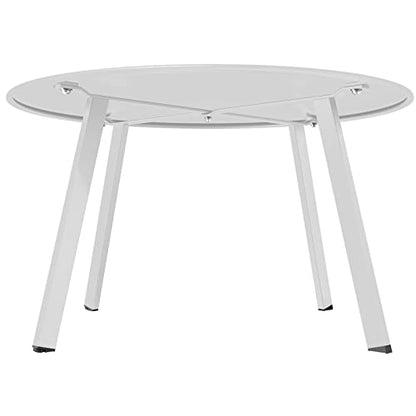 Grand patio 28-inch Outdoor Steel Coffee Table, Round Patio Side Table, Great for Backyard Patio Deck, White - color: White, style: 1 PC