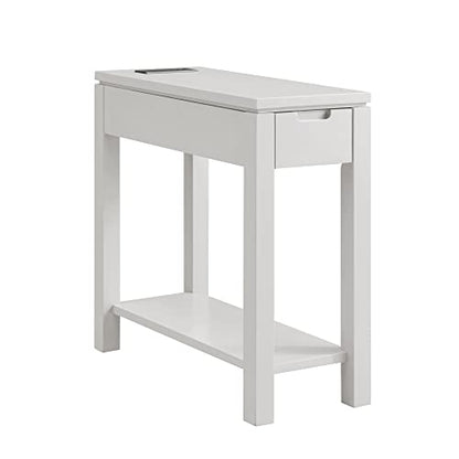 Leick Home 9080-GR Cade Wood Side Table with Drawer and AC/USB Outlet, Gray - color: Grey, size: Chairside