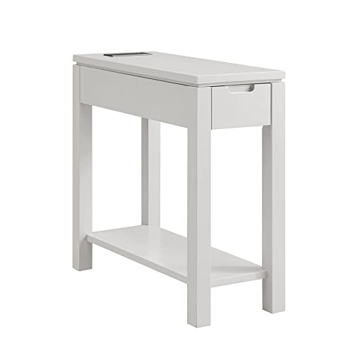 Leick Home 9080-GR Cade Wood Side Table with Drawer and AC/USB Outlet, Gray - color: Grey, size: Chairside