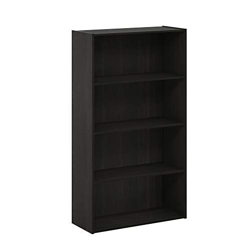Furinno PASIR Book Shelf, 4-Tier Bookshelf, Bookcase with Open Shelf, 9.4 x 23.6 x 41.7, for Living Room, Bedroom, Home Office, Espresso - color: Espresso, size: 4-Tier