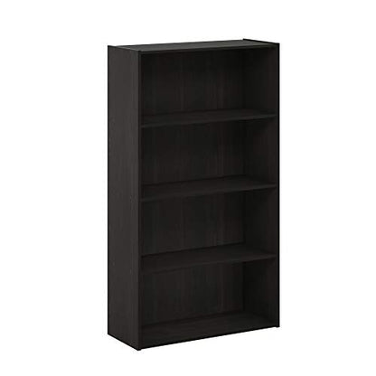 Furinno PASIR Book Shelf, 4-Tier Bookshelf, Bookcase with Open Shelf, 9.4 x 23.6 x 41.7, for Living Room, Bedroom, Home Office, Espresso - color: Espresso, size: 4-Tier
