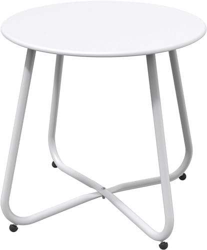 Grand patio Outdoor Side Table 18-inch Round End Table Accent Table for Bistro Balcony Apartment White - color: Round Feet, White