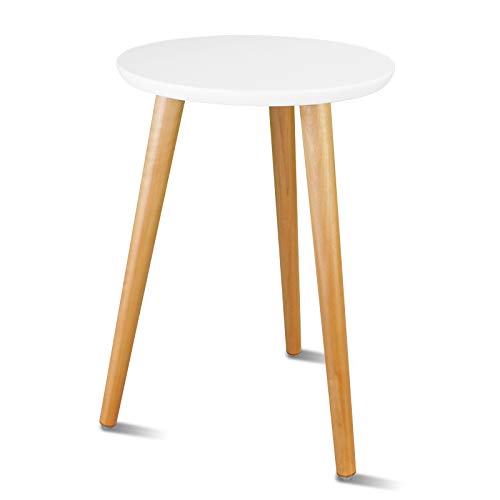 Uneedem Wood Mid Century Plant Stand for Indoor Plants, Modern Table, Tall Holder for Flower Pots, Small Round Side/End Table(A2 White, High: 16.5") - color: White, size: 16.5"