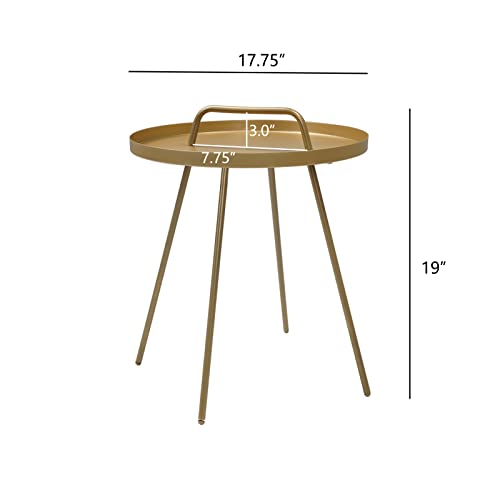 Grand patio Outdoor Side Table with Handle Portable Small End Table 17-in Round Side Coffee Table Gold - color: Gold With Handle