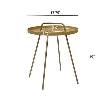 Grand patio Outdoor Side Table with Handle Portable Small End Table 17-in Round Side Coffee Table Gold - color: Gold With Handle