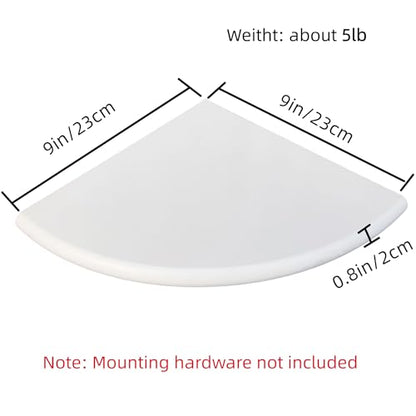 2 Pcs White Marble Corner Shower Shelf for Bathroom, 9'' x 9'' x 0.8'' Marble Corner Shelves for Bathroom Wall Mounted Both Side Polished
