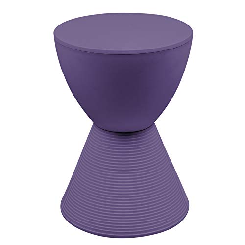 LeisureMod Modern Hourglass Purple Side Table - ABS Shell Drum End Table with Storage for Indoor & Outdoor Use - color: Purple