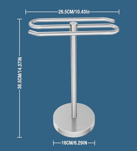 DOKU Hand Towel Holder Stand, Stainless Steel Bathroom Towel Rack Holder, S-Shape Free Standing Towel Bar Hanger for Kitchen Countertop, Brushed Nickel