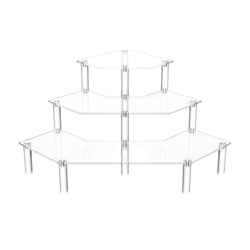 Gonice 3 Tier Acrylic Display Riser for Funko POP Figures, Diamond Shape Clear Display Stand for Makeup,Perfume and Dolls - size: 3 tier