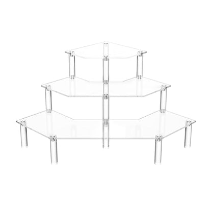 Gonice 3 Tier Acrylic Display Riser for Funko POP Figures, Diamond Shape Clear Display Stand for Makeup,Perfume and Dolls - size: 3 tier