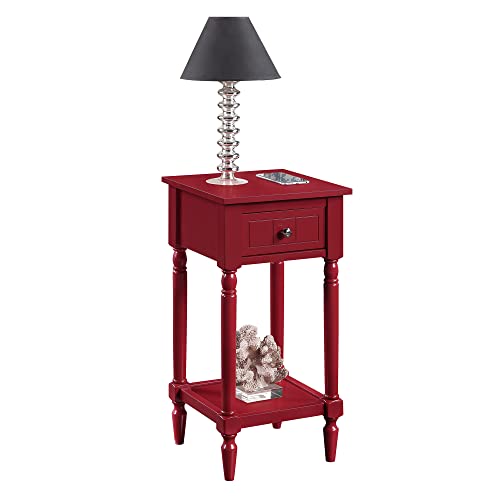 Convenience Concepts French Country Khloe 1 Drawer Accent End Table 14" - Traditional Farmhouse Side Table with Storage Drawer and Shelf for Living Room, Cranberry Red - color: Cranberry Red