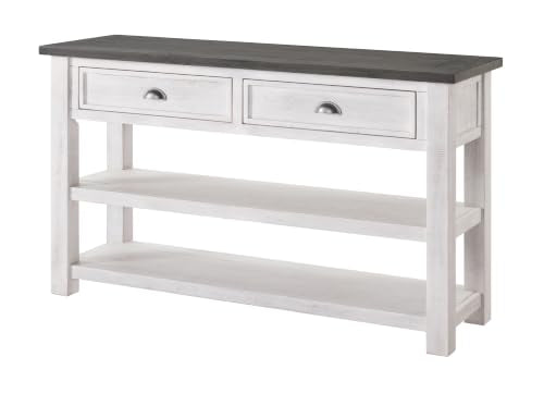 Martin Svensson Home Monterey Solid Wood Sofa Console Table White with Grey Top - color: White With Grey Top