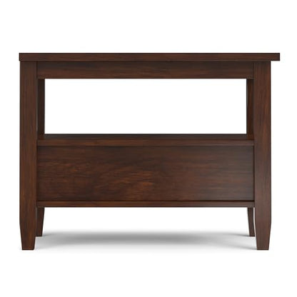 SIMPLIHOME Warm Shaker End Table - 14 inch Wide Solid Wood Narrow Accent Table in Russet Brown, Transitional Side Table for Living Room with Drawer and Shelf - color: Russet Brown, size: 14 inch, style: End Table