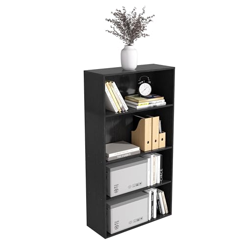 4 Tier Book Shelf, 4 Cube Storage Organizer,4 Tier Low Bookcase Storage Display Organizer, 44 Inch Versatile Cubes Shelf and Cubby Unit for Any Space (Black, 4 Cube-W(23.6inch) - color: Black, size: 4 Cube