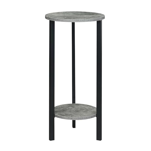 Convenience Concepts Graystone 2 Tier Tall Plant Stand 31" - Industrial Stand for Plants, Vases, and Antiques, Urban Modern Design for the Living Room, Hallway, Entryway, Cement/Black - color: Cement/Black