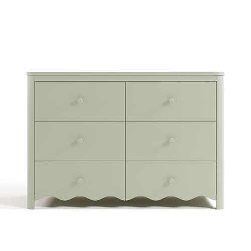 Storkcraft Casablanca 6 Drawer Dresser, Sage | GREENGUARD Gold Certified, Green Dresser for Bedroom, Kids & Nursery Storage Chest, Safety Interlocking Drawers, Kids Bedroom - color: Sage, style: 6 Drawer Dresser