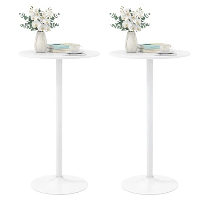 ERGOMASTER Cocktail Table,Two-in-one Modern Style Standing Circular Bar Table 40"/22" Two Convertible Height Suitable for Dining Room, Restaurant, Kitchen (2, White) - color: White, size: Diameter：23.99‘’