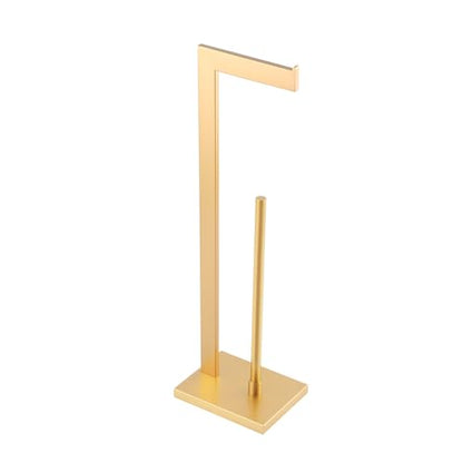 GERZWY Gold Toilet Paper Holder Free Standing with Reserve Stainless Steel Tissue Roll Holder Floor Stand Storage DZY004-BE - color: Gold