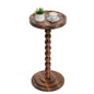 Round Wooden Side Table & Drink Table | Sturdy & Functional Mid-Century Modern Design with Solid Wood Columns for Living Room, Bedroom, Office & More - color: Brown