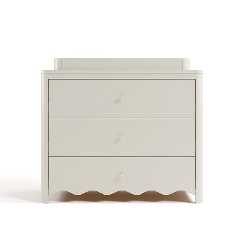 Storkcraft Casablanca 3 Drawer Chest with Changing Topper, Frosted Oat | GREENGUARD Gold Certified Wood Dresser for Nursery & Kids Bedroom, Safety Interlocking Drawer System, Removable Topper - color: Frosted Oat, style: 3 Drawer Dresser
