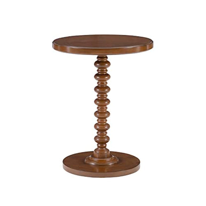 Powell Tarkin Round Hazelnut Turned Spindle Pedestal Side Accent Table - color: Hazelnut