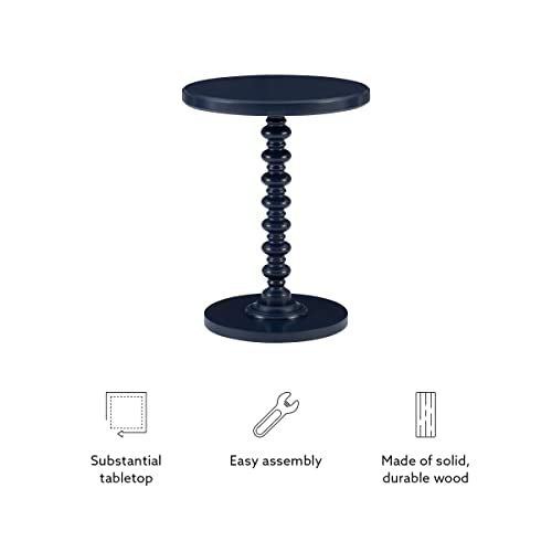 Tarkin Round Navy Blue Turned Spindle Pedestal Side Accent Table by Powell - color: Navy Blue