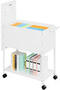 Rolling File Cart with Wheels Hanging Files,Rolling File Cabinet Organizer,Rolling Hanging File Folder Cart on Wheels,Metal Filing Cart,Fit A4/F4/Letter/Legal File for Home Office (White) - color: White