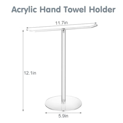 Clear Acrylic Hand Towel Holder Stand, T-Shape Free-Standing Towel Rack for Bathroom & Kitchen, Modern Minimalist Design, Simple Assembly, Countertop Organizer