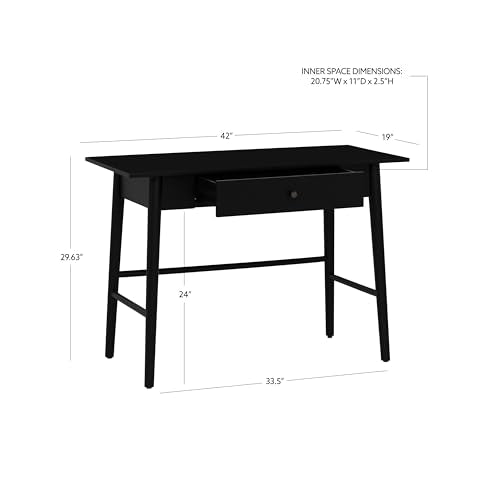 Linon Melissa Black Wooden One Drawer Writing Desk - color: Black