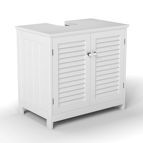 Pedestal Sink Cabinet Under Storage Cabinet with 2 Doors & Open Shelf, U Shape Cut Out Bathroom Vanity Under Sink Storage, Vanities for Toiletries Makeup in Bathrooms (White) - size: Two-story