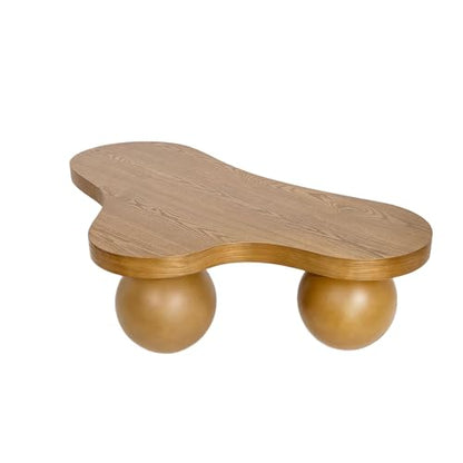 46" Cloud Coffee Table with 3 Ball Legs, Modern Irregular Center Table for Living Room, Low Cute Small MDF Tea Table for Bedroom, Space Apartment, Brown - color: Cloud -46"brown