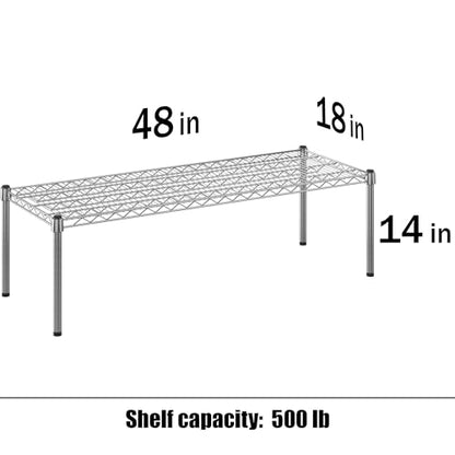 18" Deep x 48" Wide x 14" Height Wire Shelving Kit | 1-Tier | NSF Commercial Storage Rack Unit - size: 18" Deep x 48" Wide
