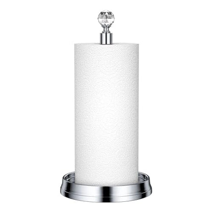 KASUNTO Crystal Ball Paper Towel Holder - Steel Stand for Countertops & Tables, Fits Standard & Jumbo Rolls, Polished Chrome - color: Poilshed Chrome