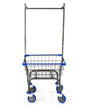 Laundry Cart Grey Powder Coated with Double Pole Rack, 1.5-Bu (Red, Black, Blue Trim) (Blue) - color: Blue
